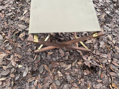 マッシブオットマン　オフホワイト　ウォールナット　真鍮パーツ　